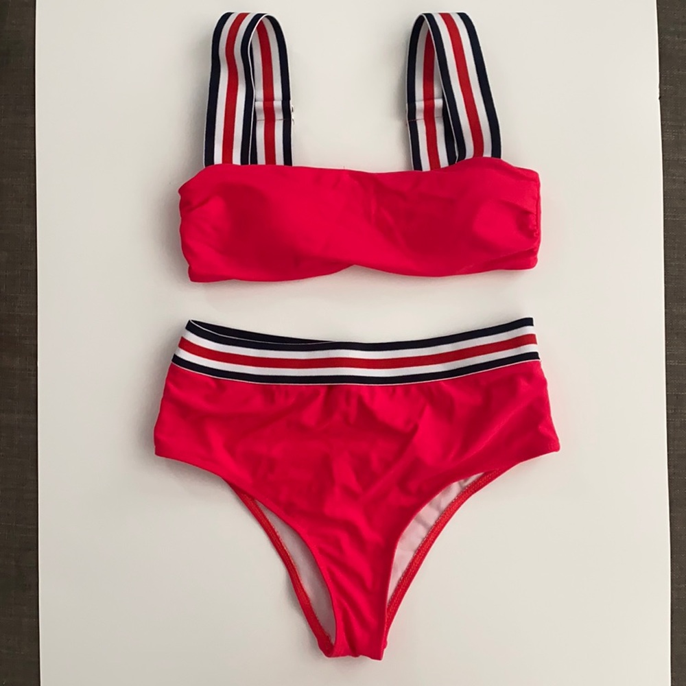 Red, Blue and White Swim Suit